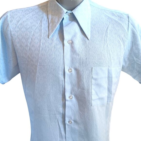 Vintage Men's Small Shirt 1970's Arrow Surrey Decton Perma-Iron 14.5-32 Disco - Picture 1 of 5